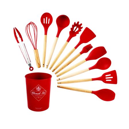 Set de Utensilios Multifuncional para Cocina de Silicona Rojo