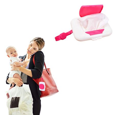 Estuche Plástico Rosado para Almacenar Toallitas Húmedas