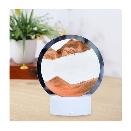 Lampara de Mesa con Arena Movediza Naranja 3D con 7 Luces Decorativas