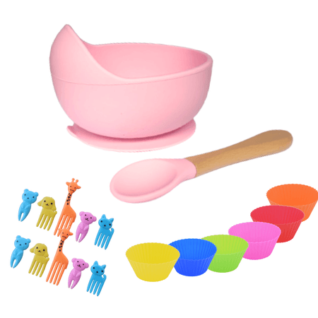 Set Cuenco de Silicona con Cuchara + Set de Moldes de Silicona +Palitos de fruta