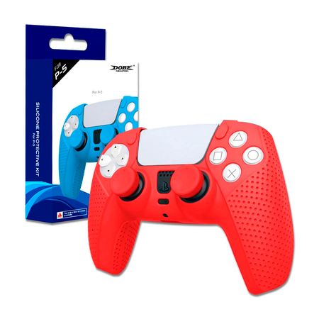 Funda de Silicona Protectora para Mandos Ps5 con Grip Rojo