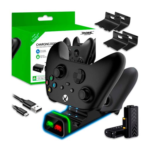 Cargador Controles Xbox Series S X One Dock + 2 Baterías Dobe Conexión USB