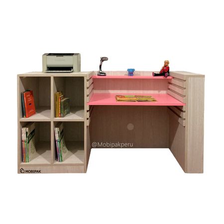 Escritorio Evolutivo Regulable 4 Cubos Mobipak Niebla Rosado 150 cm