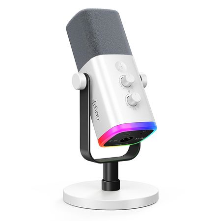 Fifine - Micrófono Ampligame AM8 RGB USB/XLR Dynamic Blanco