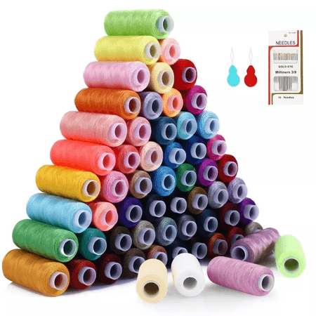 Hilo de Coser 60 Colores 400 Metros por Tubino con 16 Agujas de Coser Y 2 Enhebrador