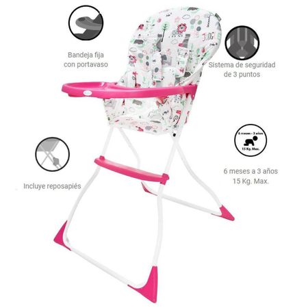 Silla de Comer Ebaby Cassie 609 Rosado