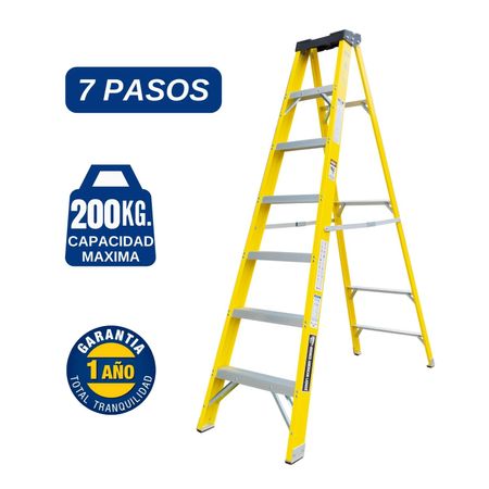 Escalera Fibra de Vidrio Tijera Simple Ascenso de 7 Pasos Cap. Carga Max: 200 Kg Bronco American