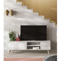 Mesa de TV clásica 2 puertas 2 cajones Holanda color Blanco TU MESITA