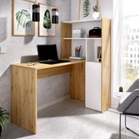 Escritorio práctico 1 cajón mas repisas Aston color Duna/Blanco TU MESITA