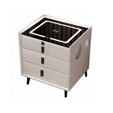 Mesa de Noche Smart 3 cajones Carga Inalámbrica Altavoz BLANCO