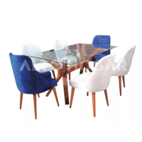 Juego de Comedor Alto Hogar 6 Sillas Nia Azul y Crema