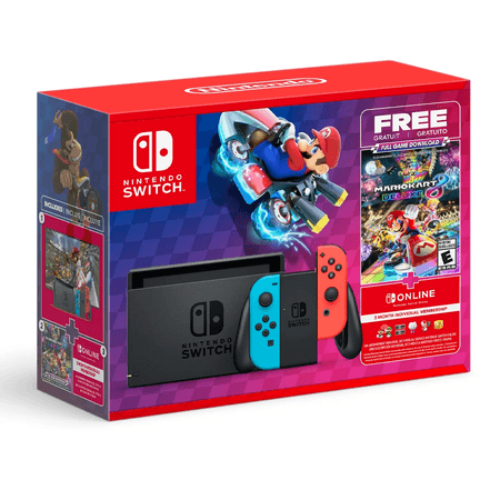 Paquete Deluxe de Nintendo Switch Neon Mario Kart 8 y 3 meses de membresia