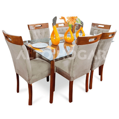 Juego de Comedor Alto Hogar 6 Sillas Mely Beige