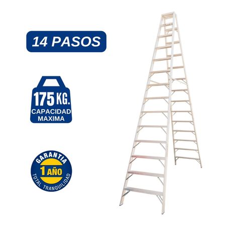 Escalera Aluminio Tijera Doble Ascenso de 14 Pasos Cap. Carga Max: 175 Kg Bronco American