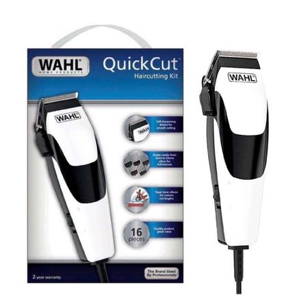 Maquina de cortar cabello Wahl Quick Cut Kit 16 Piezas - Blanco/Negro.