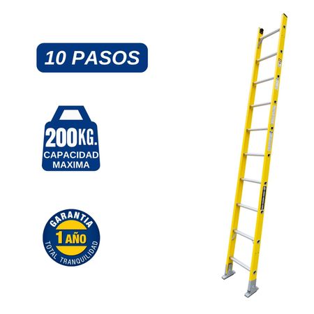 Escalera Fibra de Vidrio Arrimo 10 Pasos Cap. Carga Max: 200 Kg Bronco American