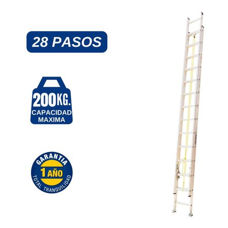 Escalera Aluminio Telescopica de 28 Pasos Cap. Carga Max: 200 Kg Bronco American