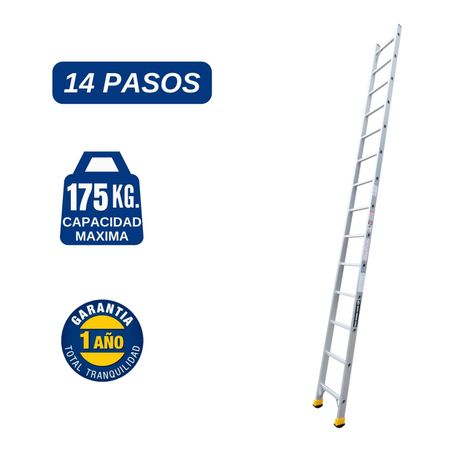 Escalera Aluminio Arrimo de 14 Pasos Cap. Carga Max: 175 Kg Bronco American