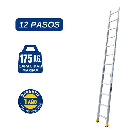 Escalera Aluminio Arrimo de 12 Pasos Cap. Carga Max: 175 Kg Bronco American