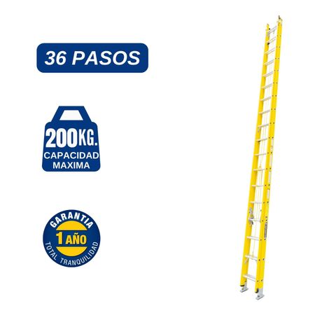 Escalera  Fibra de Vidrio Telescopica de 36 Pasos Cap. Carga Max: 200 Kg Bronco American