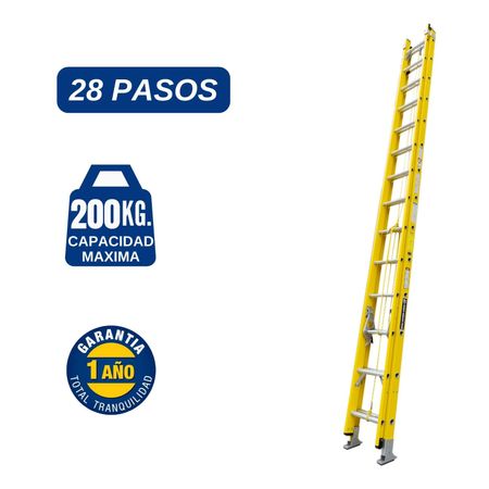 Escalera  Fibra de Vidrio Telescopica de 28 Pasos Cap. Carga Max: 200 Kg Bronco American