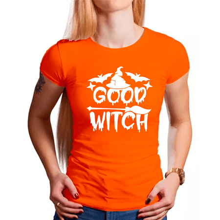 Polo Manga Corta Brilla Oscuridad Good Witch Naranja Talla S