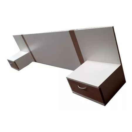 Cabecera de cama flotante + veladores flotantes Miluska color Blanco/Marrón TU MESITA