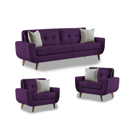 Juego de Sala Vintage 3 1 1 Fabiani Mango Morado