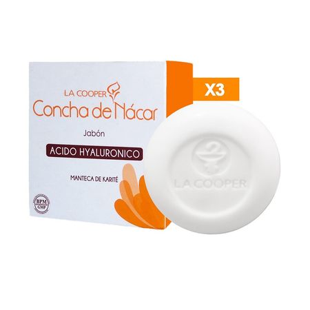 3 Jabón de Concha de Nacar & Acido Hialuronico- La Cooper
