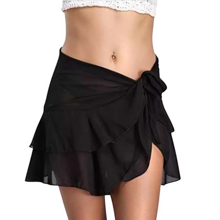 Salida de Playa Modelo Amanda Talla S/M Falda Wrap Negro