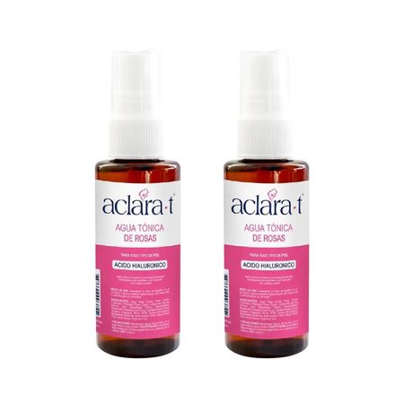 Agua Tónica de Rosas con Acido Hialurónico Aclara-T 60ml 2 Unidades