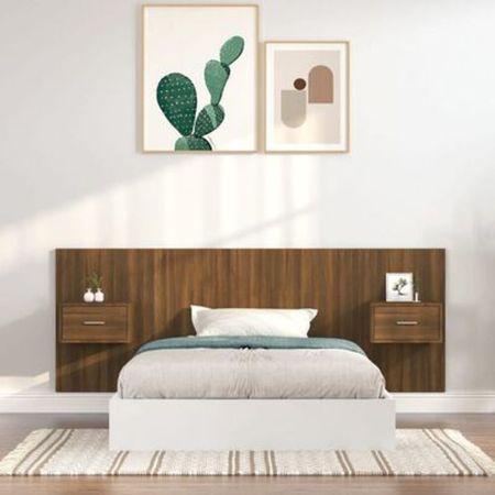 Cabecera de cama Flotante con veladores 1 cajón Kina color Marrón TU MESITA