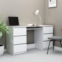 Escritorio Clásico 6 cajones Benito color Blanco TU MESITA