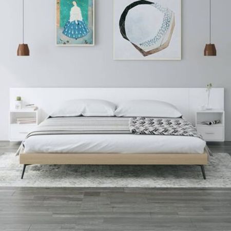 Cabecera de cama Flotante con veladores incluidos 1 cajon Venecia color Blanco TU MESITA