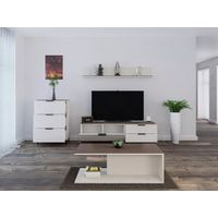 Mesa de centro moderna Rochi color Blanco/Marrón TU MESITA