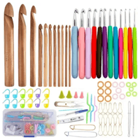 Set de Agujas Crochet Bambu Y Gancho Ganchillos Mango Ergonómico Más Accesorios