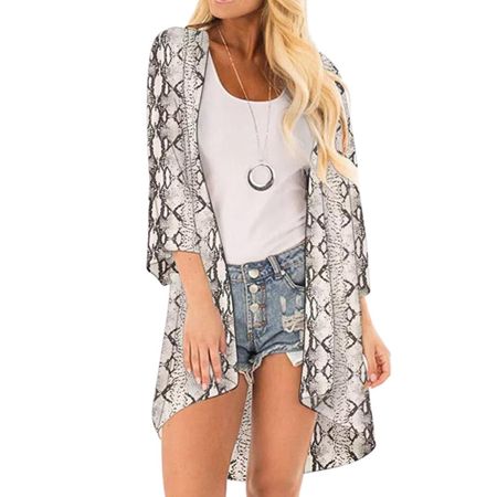 Salida de Playa Modelo Snake Talla L Kimono Gris Breige