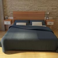 Cabecera de cama Clásica + veladores flotantes Vicky color Blanco/Duna TU MESITA