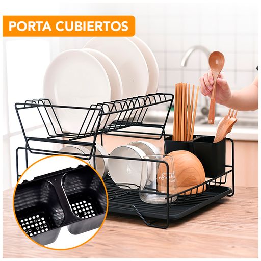 Organizador Escurridor de Platos Vasos Moderno con Tapa Cocina I46