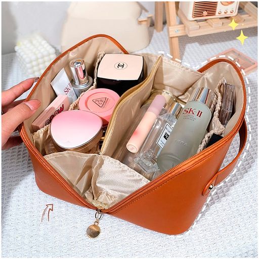 Neceser Organizador de Maquillaje Cuero PU Bolso de Viaje Rosado N71 -  Promart