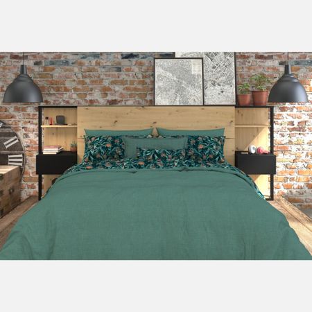 Cabecera de cama moderna Industrial con veladores incluidos Prince color Duna/Negro TU MESITA