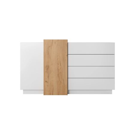 Cómoda moderna 2 puertas 4 cajones Laberry  color Blanco/Duna TU MESITA