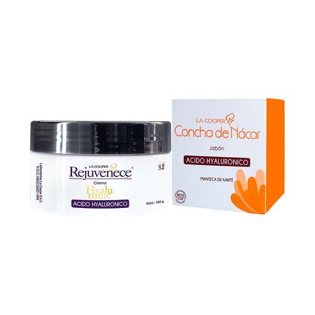 Crema Rejuvenece Hyaluronico 100g + Jabón Concha de Nácar