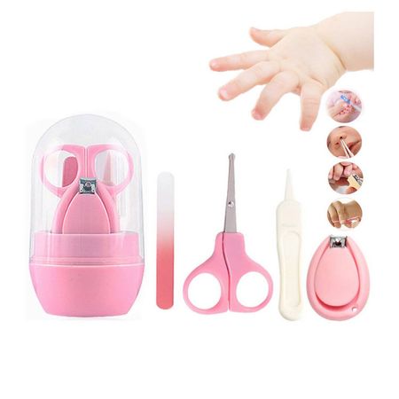 Kit de Cortaúñas Portátil para Bebes 4 Piezas -Rosado