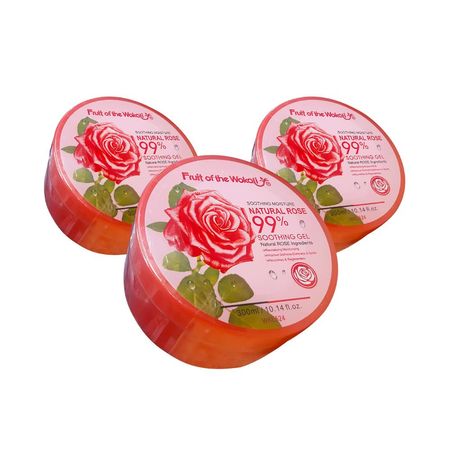 Gel Calmante Rosa Natural 99 Fruit of the Wokali 300 ml 3 Unidades