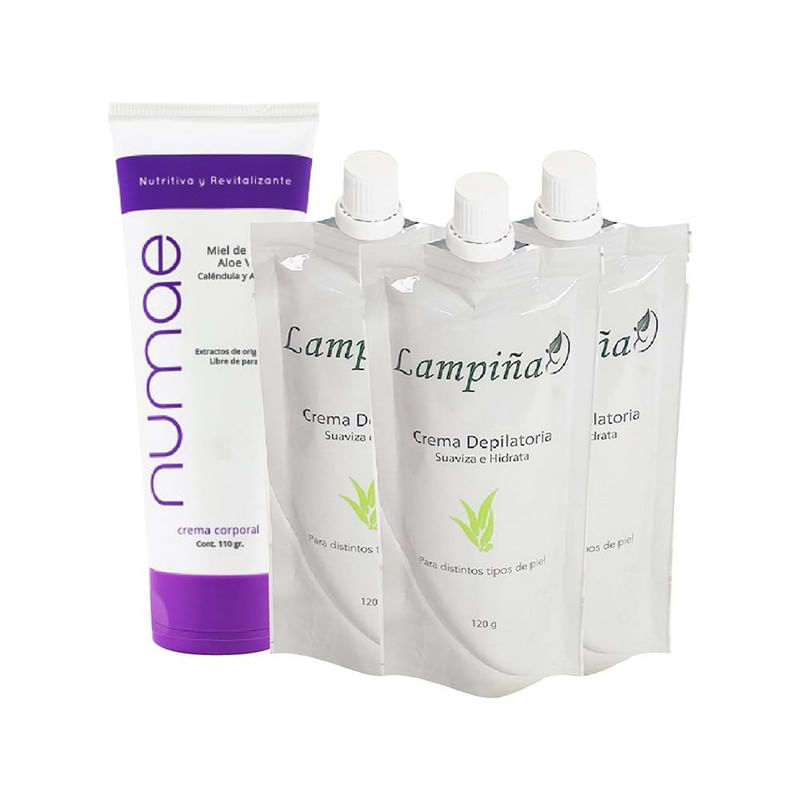 Crema Corporal Numae 110g + 3 Crema depiladora Lampiña 120g