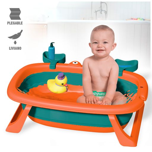 Bañera Plegable para Bebés Tina de Baño Cangrejo WI5 Naranja
