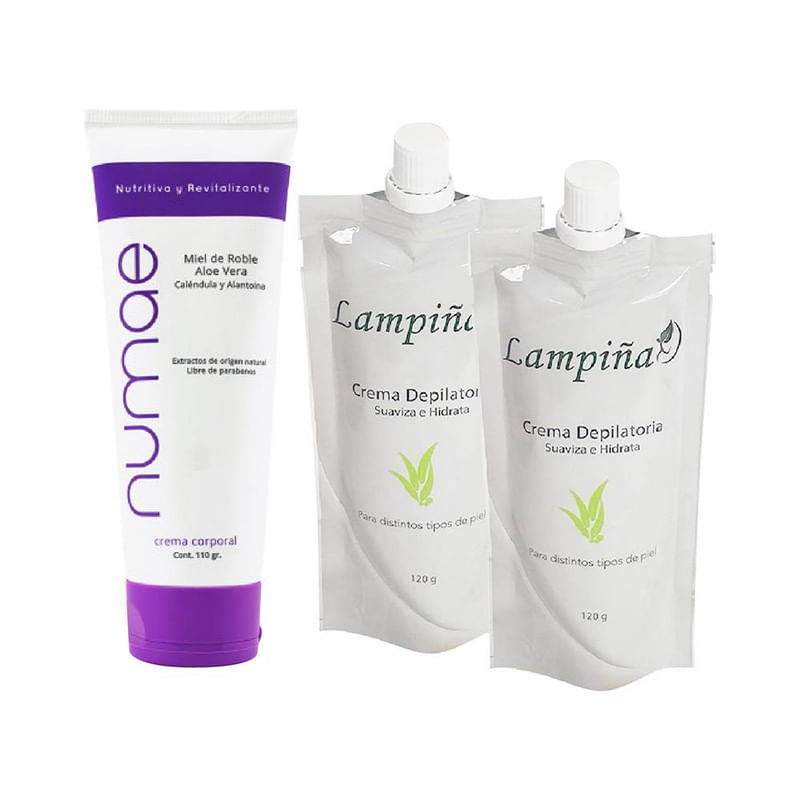 Crema Corporal Numae 110g + 2 Crema depiladora Lampiña 120g