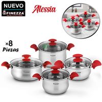 Juego de Ollas Alessia 8 Piezas Finezza FZ-1012CB Acero Inoxidable