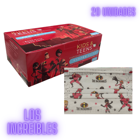 Mascarilla Quirurgica Niños Los Increibles / Disney / Caja x 20 unidades